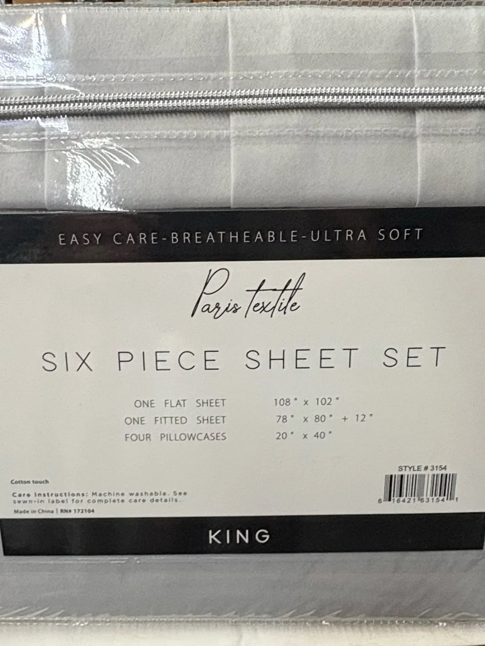 6pc king sheet set gray 1800 series deep pocket wrinkle free